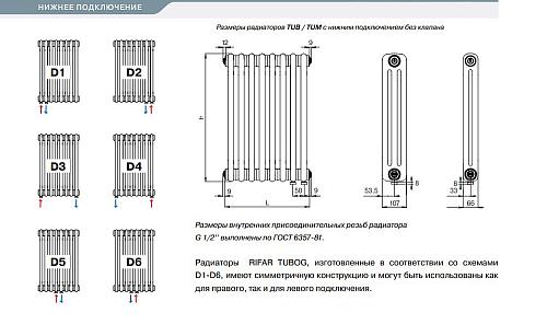 Rifar Tubog Ventil 3057 20 секций нижнее подключение