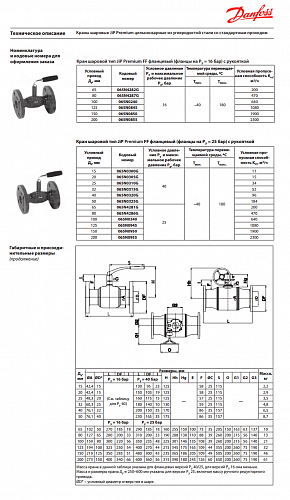 Danfoss DN80 (065N4286G) Кран шаровой Premium JiP-FF с рукояткой фланцевый