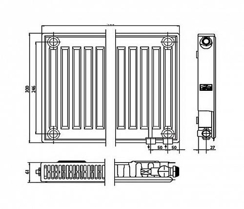 Kermi FTV 11 300x800 панельный радиатор с нижним подключением