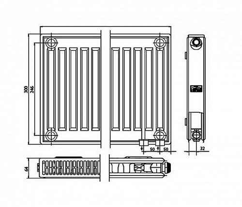 Kermi FTV 12 300x1100 панельный радиатор с нижним подключением