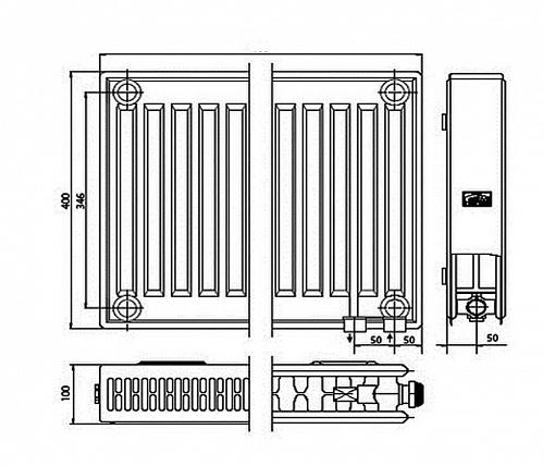 Kermi FTV 22 400x1200 панельный радиатор с нижним подключением