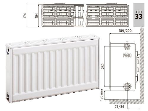 Prado Classic C33 600х1800 панельный радиатор с боковым подключением