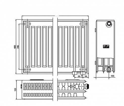 Kermi FTV 33 400х1600 панельный радиатор с нижним подключением