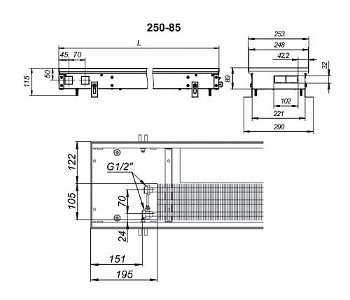 Techno Vent KVZV 250-85-4600 Внутрипольный конвектор с принудительной конвекцией