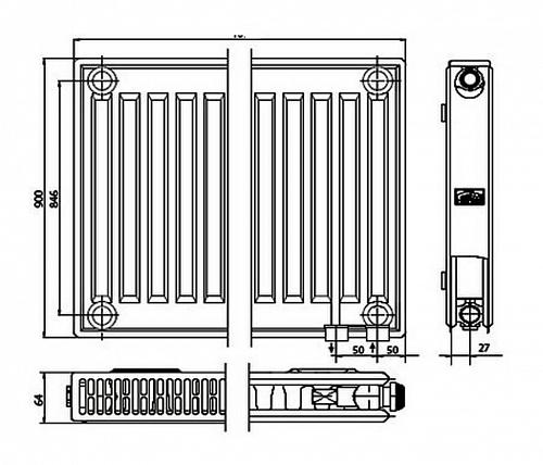 Kermi FTV 12 900x1100 панельный радиатор с нижним подключением