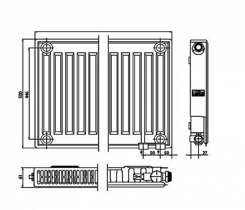 Kermi FTV 11 500x900 панельный радиатор с нижним подключением