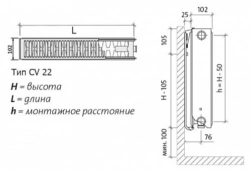 EVRA Ventil Compact CV22 300x700 стальной панельный радиатор с нижним подключением