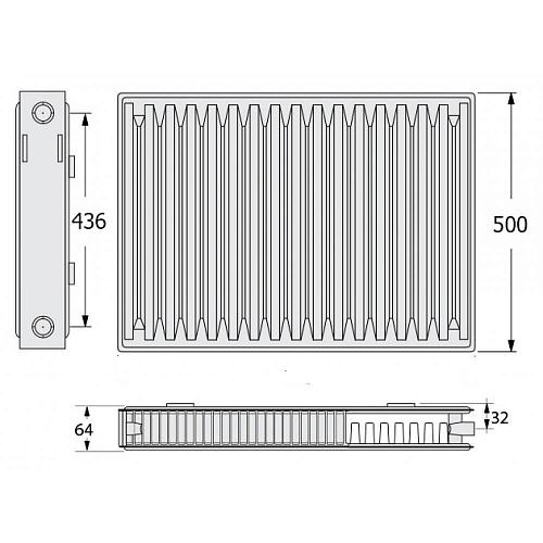 Kermi FKO 12 500x2600 панельный радиатор с боковым подключением