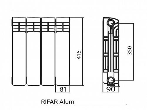 Rifar Alum 350 01 секция алюминиевый секционный радиатор 