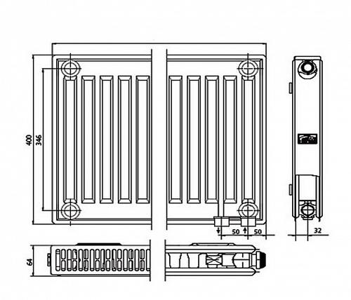 Kermi FTV 12 400x800 панельный радиатор с нижним подключением
