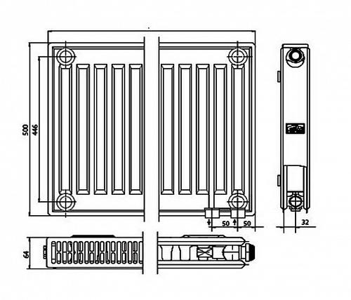 Kermi FTV 12 500x400 панельный радиатор с нижним подключением