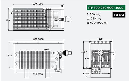 Itermic ITF 300-250-1400 конвектор напольный