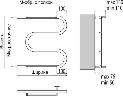 Terminus М-образный с/п 1" 600х600 Водяной полотенцесушитель 