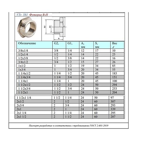 Valtec 1 1/2" х 1/2" Футорка резьбовая