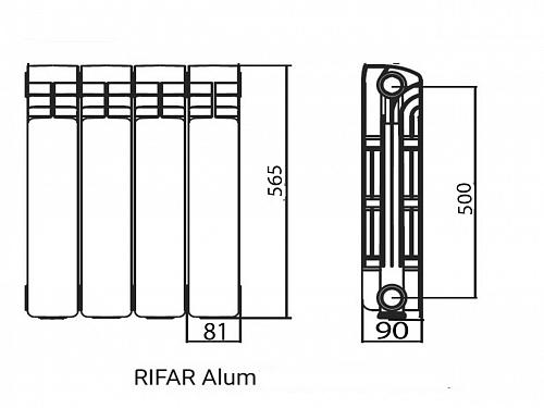 Rifar Alum 500 13 секции алюминиевый секционный радиатор