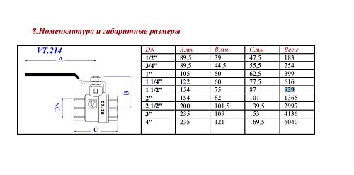 Valtec Base  1" Кран шаровой внутренняя/внутренняя резьба 