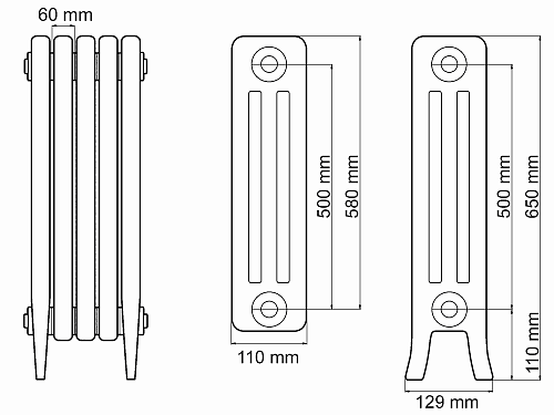 Radimax Loft 500 10 секции чугунный радиатор