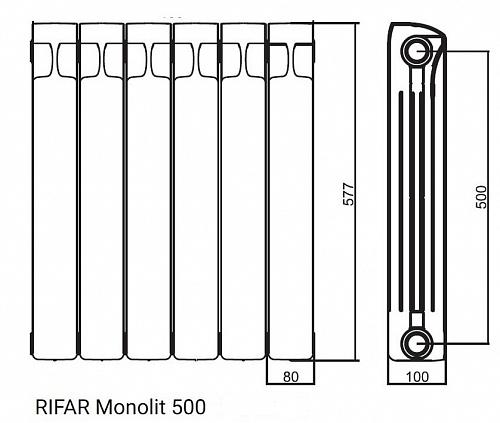 Rifar Monolit 500 12 секции титан биметаллический секционный радиатор