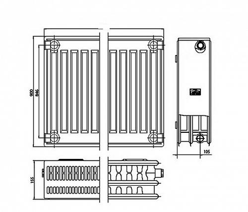 Kermi FKO 33 900х1200 панельный радиатор с боковым подключением