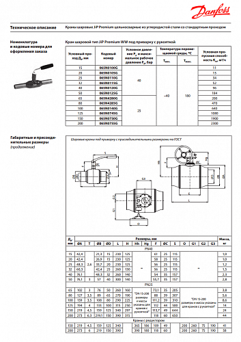 Danfoss DN50 (065N0125G) Кран шаровой с рукояткой под приварку