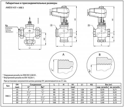 Danfoss VRB 3 DN15 (065Z0212) Клапан регулирующий с внутренней резьбой Kvs-1 м3/ч