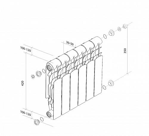 Royal Thermo Revolution 350/4 секции Алюминиевый радиатор 