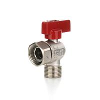 Elsen Кран шаровой угловой НВ 3/4" - 3/4", ручка - флажок красная, с накидной гайкой