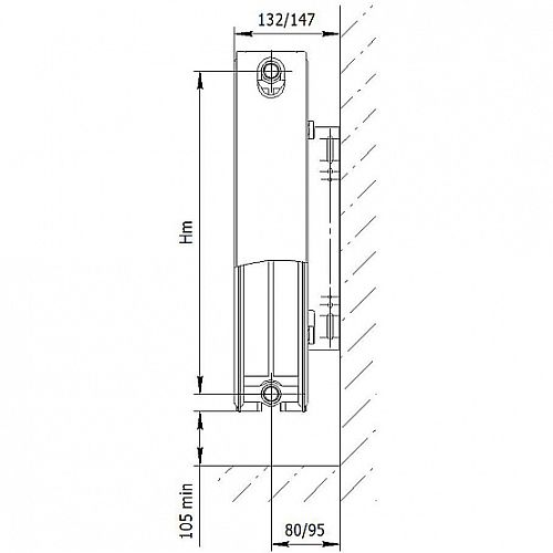 AXIS 22 500x1800 Ventil стальной панельный радиатор с нижним подключением