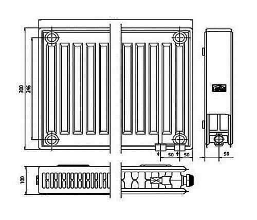 Kermi FTV 22 300x600 панельный радиатор с нижним подключением