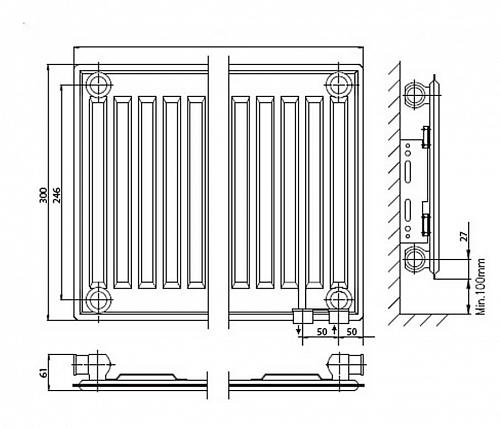 Kermi FTV 10 300x900 панельный радиатор с нижним подключением