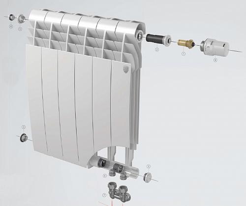 Royal Thermo Biliner 500 V Bianco Traffico /4 секции Биметаллический радиатор с нижним правым подключением