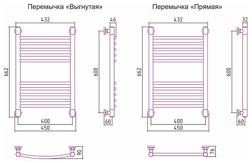 Сунержа Богема 600x400 Водяной полотенцесушитель 