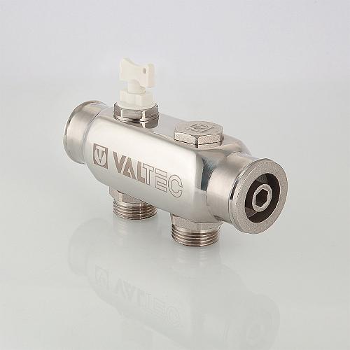 Valtec 1", 6 х 3/4" Коллектор 6 вых. из нержавеющей стали с межосевым расстоянием выходов 50 мм (евроконус)