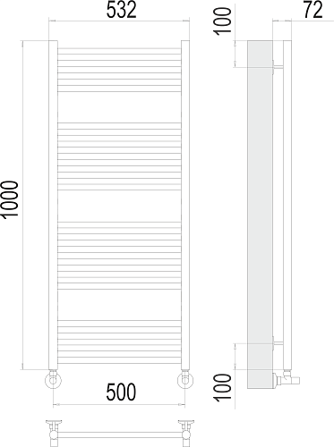 Terminus Аврора П20 500х1000 Водяной полотенцесушитель 