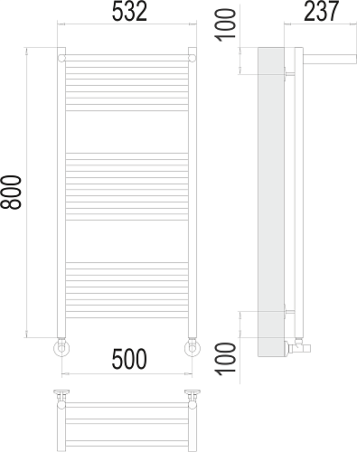 Terminus Аврора П16 500х800 Водяной полотенцесушитель 