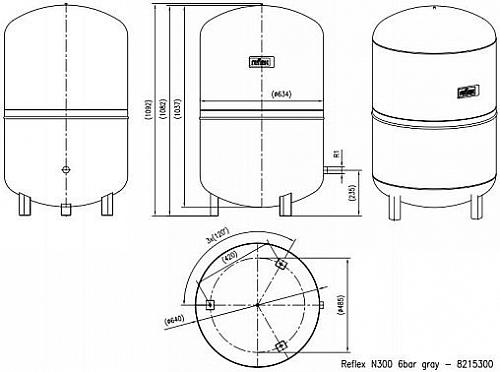 Reflex N 300 6bar мембранный расширительный бак для закрытых систем отопления