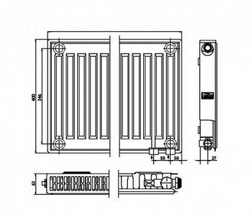 Kermi FTV 11 400x2300 панельный радиатор с нижним подключением