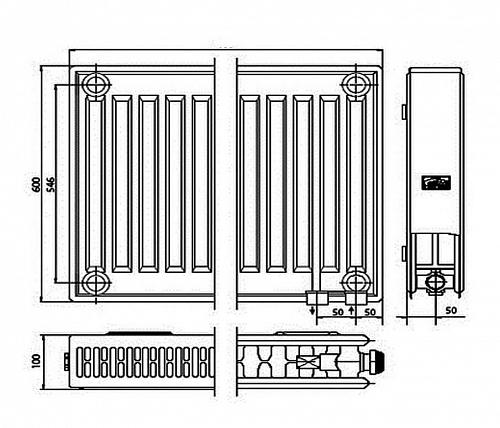 Kermi FTV 22 600x2600 панельный радиатор с нижним подключением