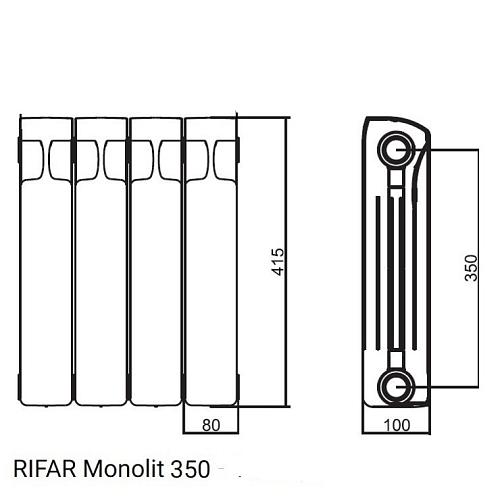 Rifar Monolit 350 04 секции антрацит биметаллический секционный радиатор