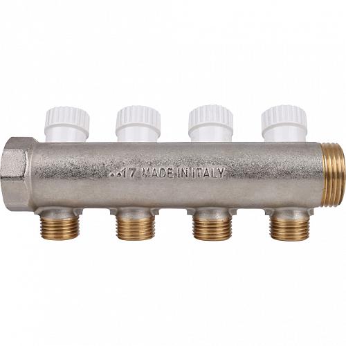 SMB 6851 341204 Stout Коллектор распределительный 3/4", 4 отвода 1/2" (плоское уплотнение)