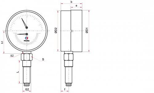 Росма Термоманометр радиальный ТМТБ-31Р.1 ДК80 1,0МПА L=46ММ G1/2"